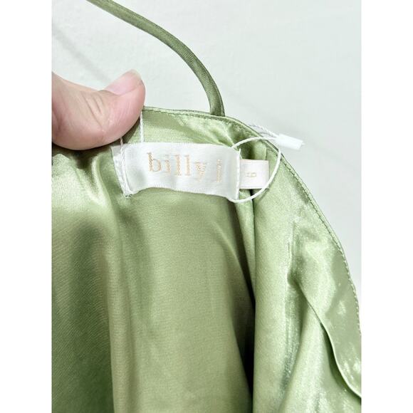 NWT Billy J Kimbra Satin One Shoulder Bridesmaid Midi Dress Olive Women's Size 2 - Picture 4 of 7